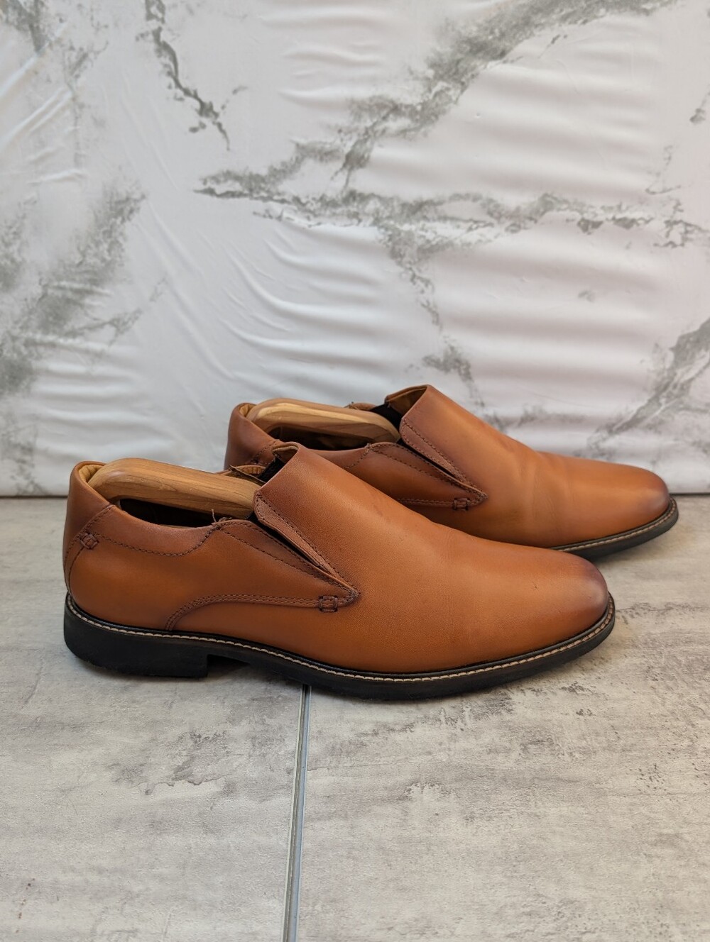 Saks Fifth Avenue Cognac Brown Leather Slip On Loafer Mens Size 11